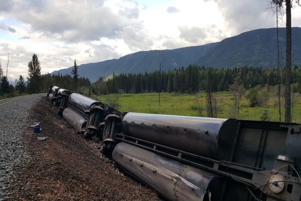 derailed railcars