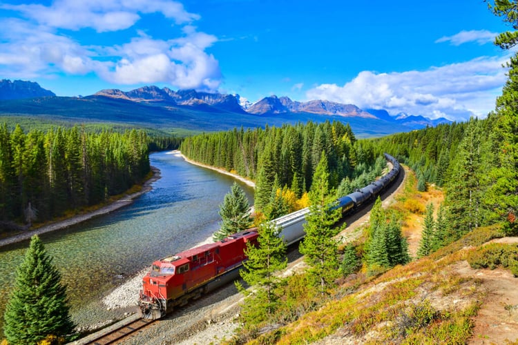 train in mountains